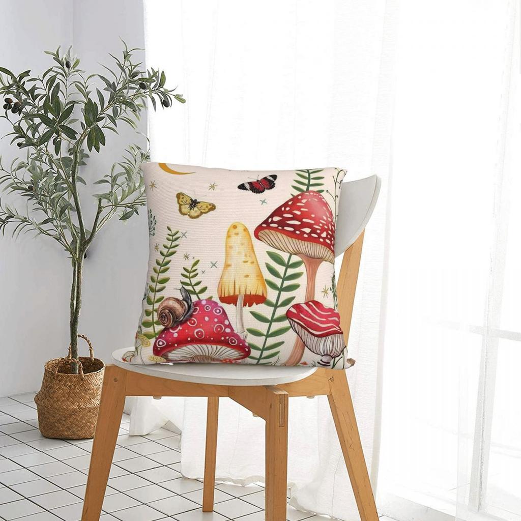 Cartoon Mushroom Pillowcase Polyester Cushion Cover Decorative Throw Pillow Case Cover Home Zippered 18