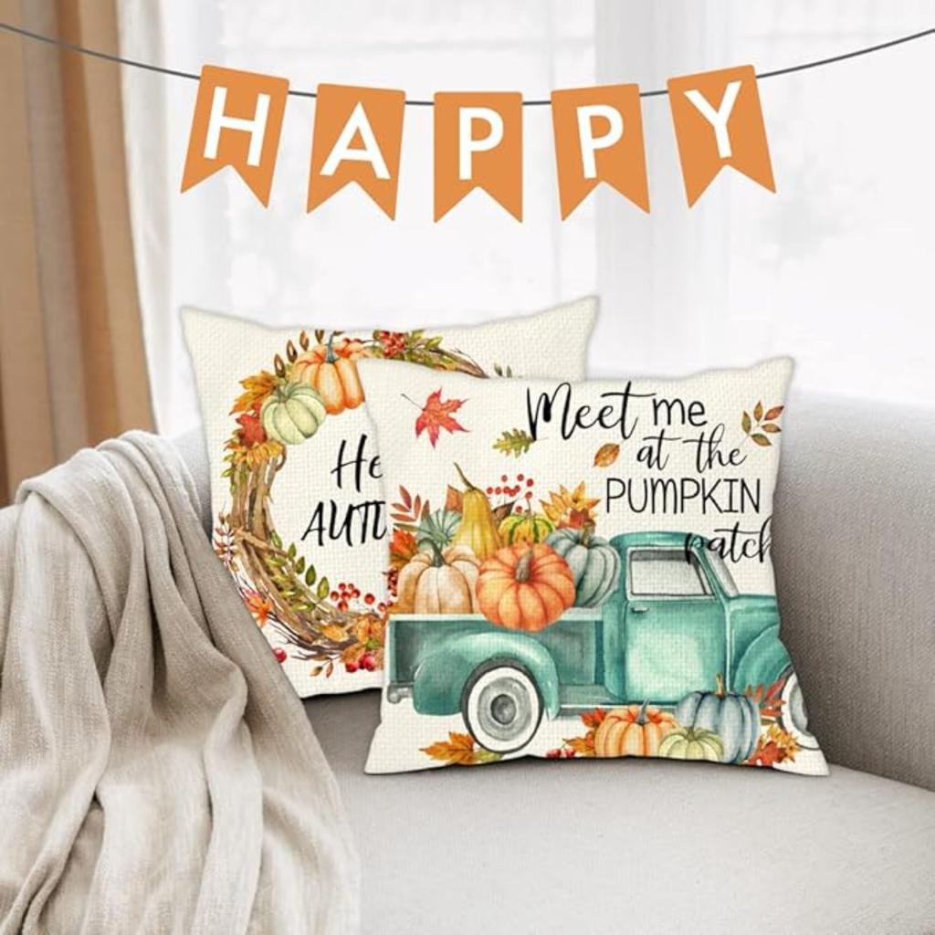 Pillowcover Autumn Pumpkin Pillow Cases Happy Harvest Thanksgiving Party Throw Cushion Case for Couch Sofa Outdoor Home Decor