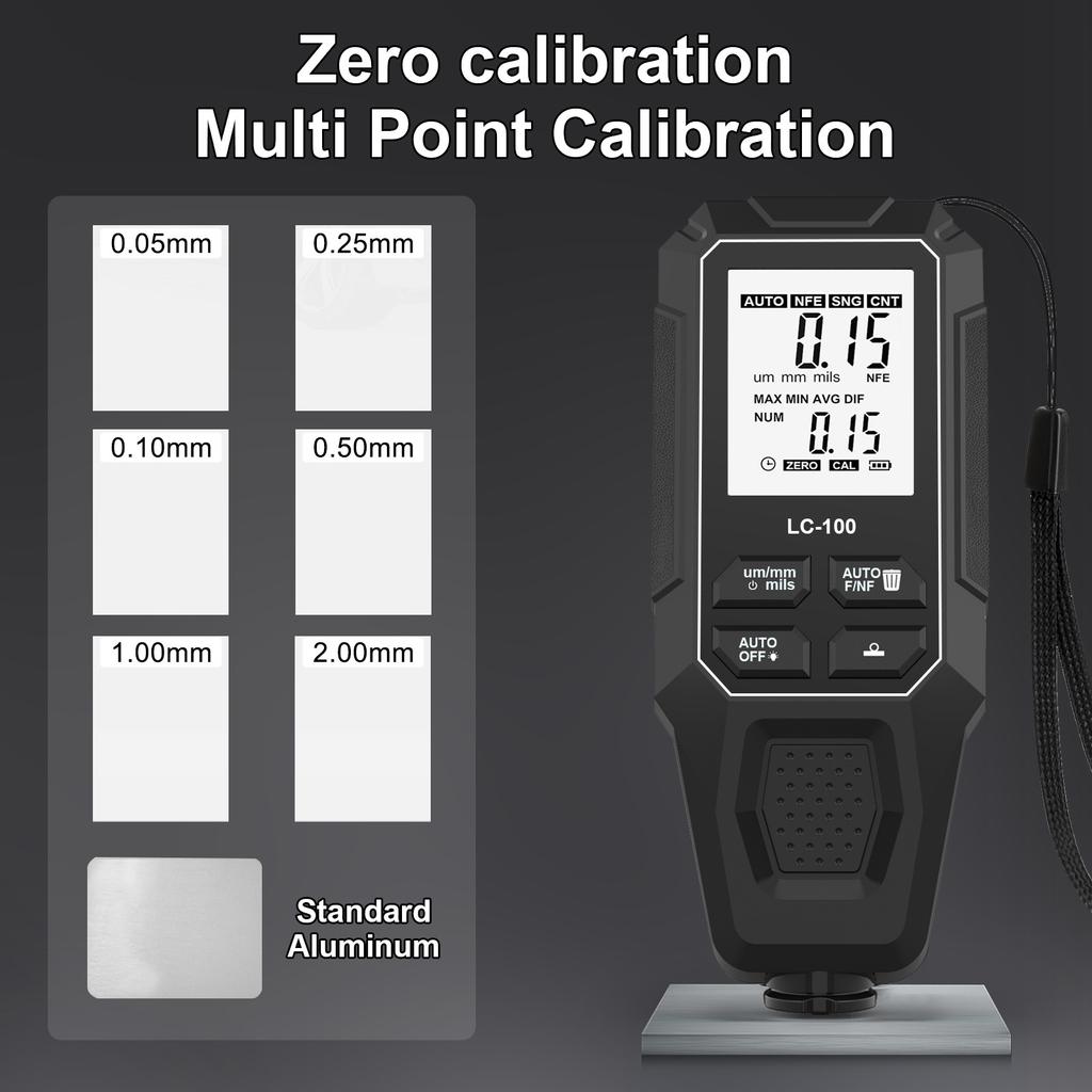 Car Coating Thickness Meter with Large LCD Screen for Accurate Data Reading and Builtin Data Storage Function