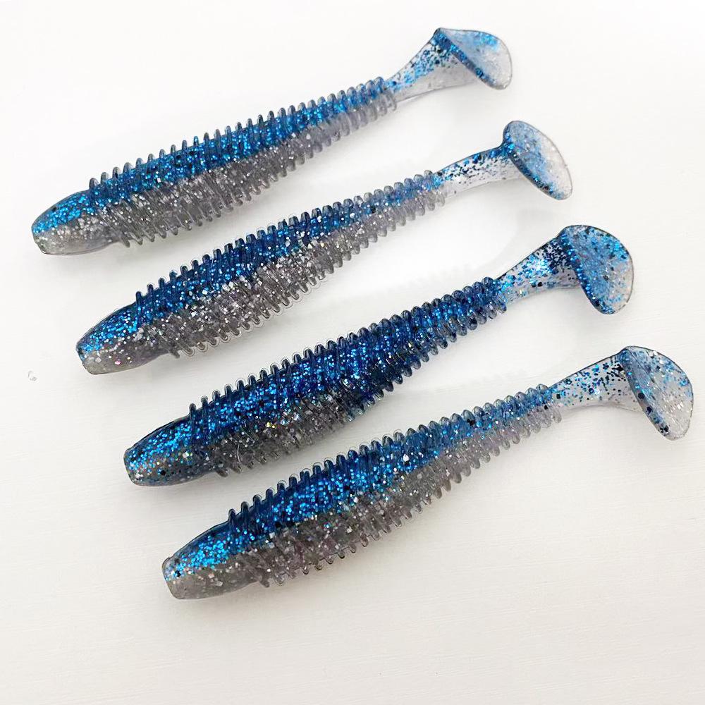 Zweifarbige T-Schwanz Weichwurmköder, 8,5 cm & 11 cm, für Süß- & Salzwasserfischerei