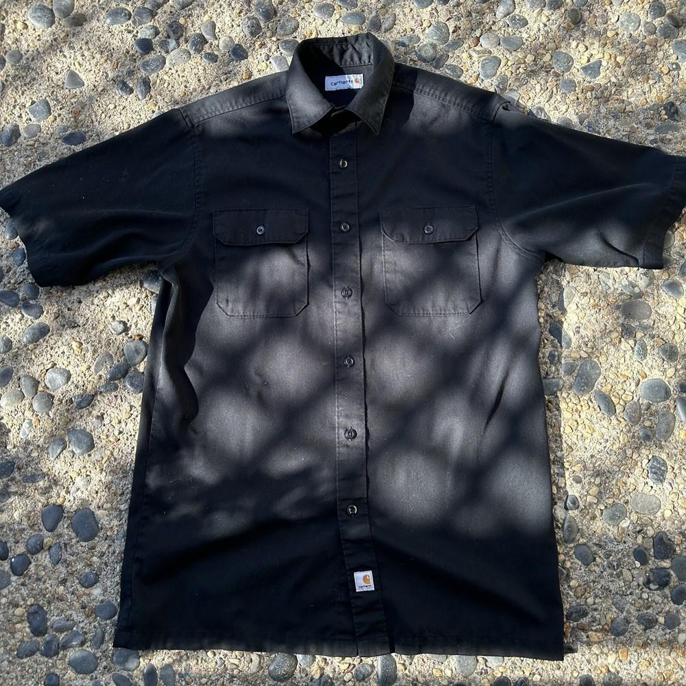 

Carhartt Button Down Short Sleeve Shirt Mens XL Black Workwear Unisex T-Shirt XXXXL