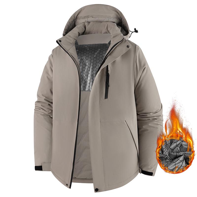 Unisex Fleece-Lined Graphene Quilted Jacket: Windproof, Waterproof, Cold Protection for Autumn/Winter Mountaineering