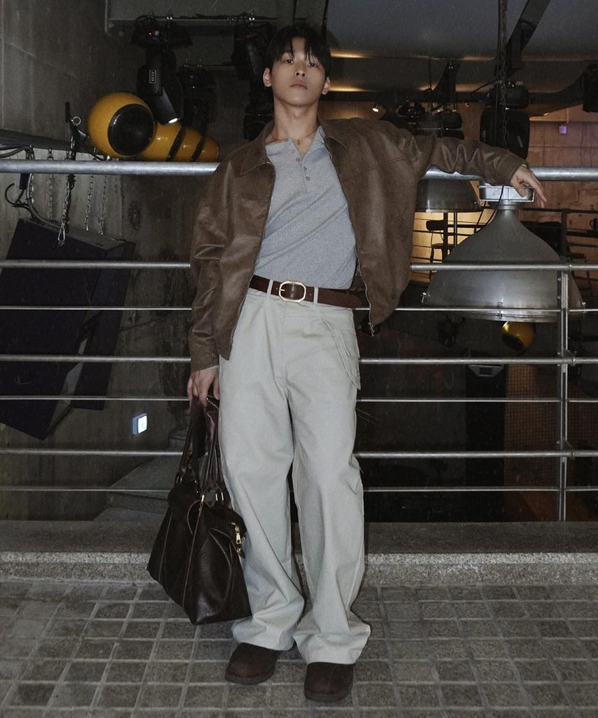 Placestudioman Minimal Suede Standard Two-Way Authentic Blouson Zip-Up Jacket [Brown]