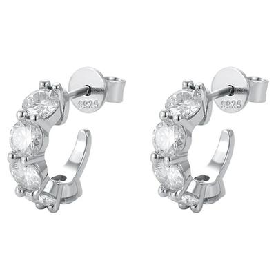 Creolen aus 925er Sterlingsilber, D-Farbe, VVS1 3EX, Rundschliff, 3–4 mm, echte Moissanit-Diamanten, Schmuck für Frauen, Geschenke