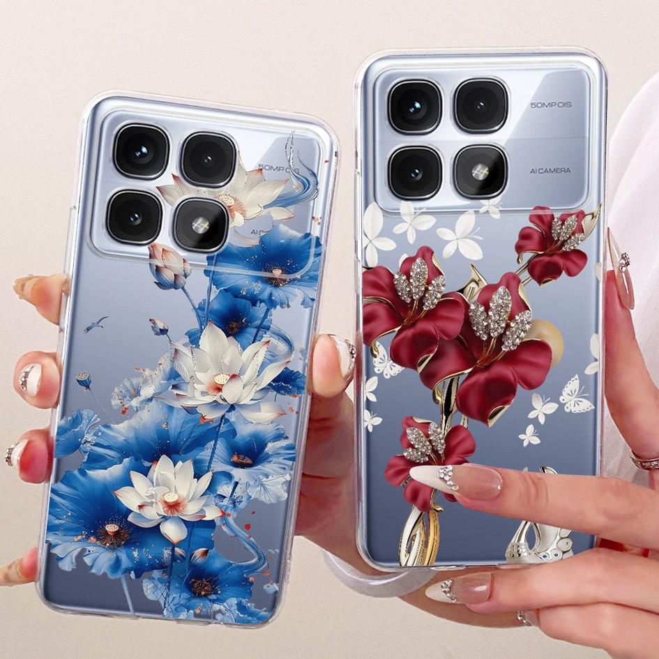 Case For Xiaomi Redmi K70 Pro Ultra Cover Popular Flower Soft Transparent Silicone Phone Shells For Xiaomi Redmi K70 K70e Fundas