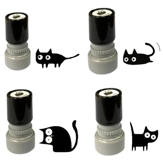 Cute Black Cat Stamp Self Inking Cat Pattern Stamp Mini Kitten Stamp for Journals Cards Planners Scrapbooks Decoration