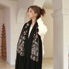 Woman Winter Warm Embroidery Floral Scarf Pashmina Shawl Tassel Scarves Fashion Long Wrap Solid Cashmere Like Mulffer 190*90Cm