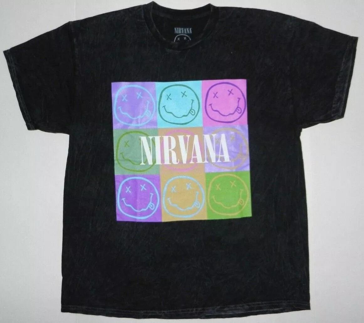 Nirvana Purple Acid Wash Nevermind Smiley Grunge Band Tee Shirt New XL