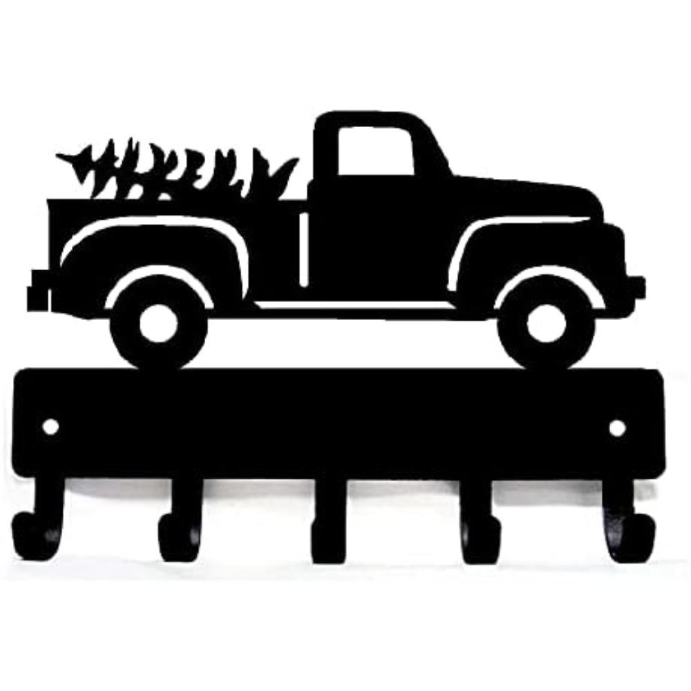 Metal Wall Hook Vintage Key Rack 9 Inch Wide Truck Tree Design Wall Mount Hanger Rustic Home Decor Iron Art чёрный