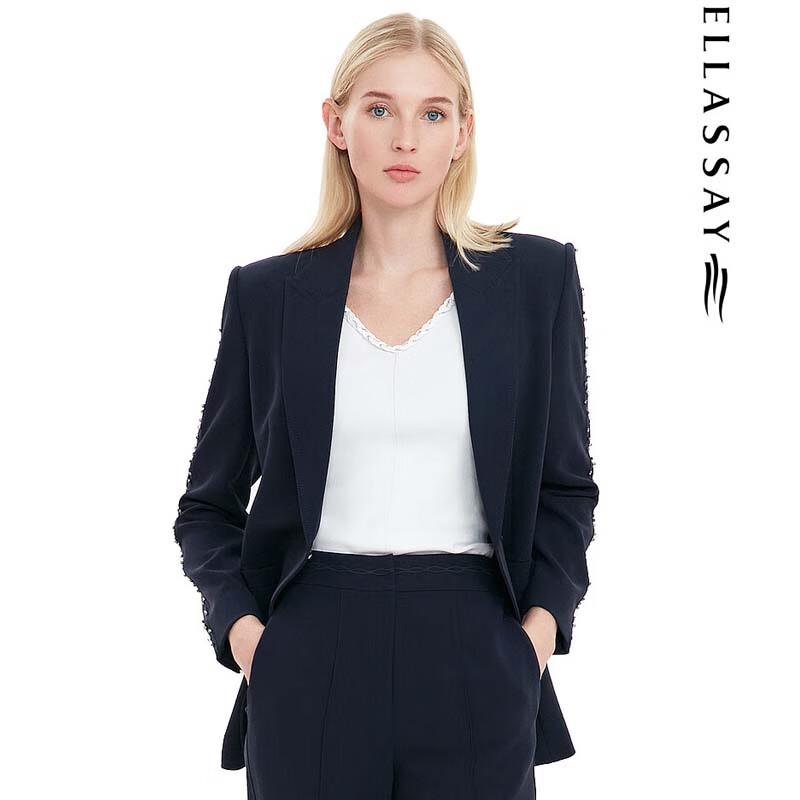 ELLASSAY Women s Hollow Beaded Triacetate Blazer S
