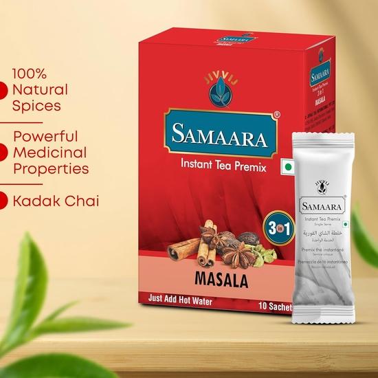 Samaara Instantowa Herbata w Saszetkach | Proszek Czarnej Herbaty Assam o Smaku Masala | Pudełko 10 Saszetek 150g