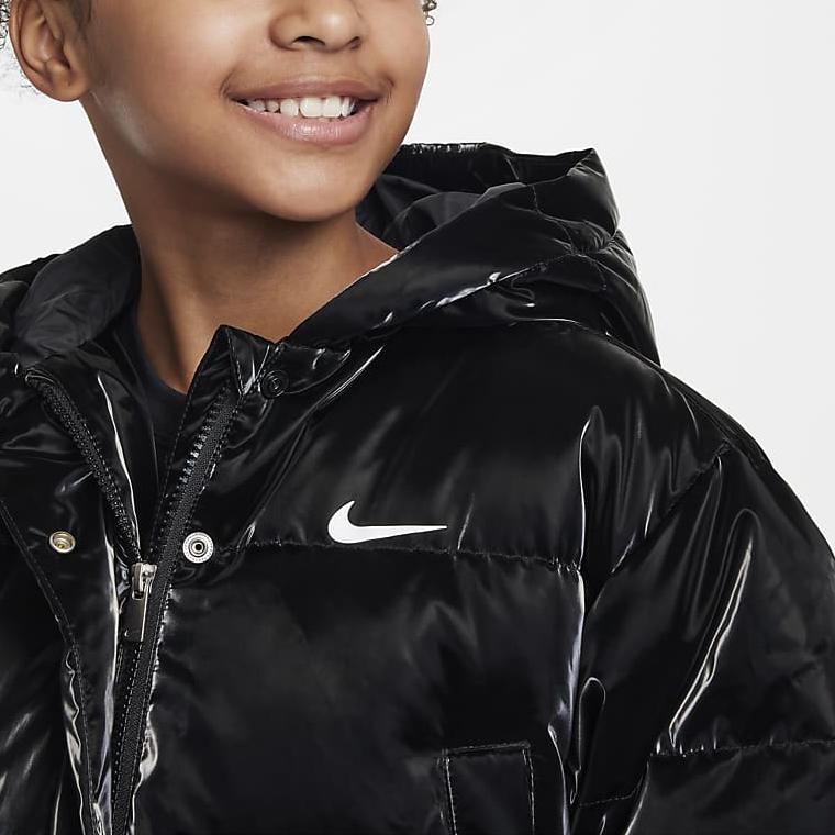 Nike Down Jacket Swoosh Casual Simple Fashion Kids Jackets Black HQ8613-010
