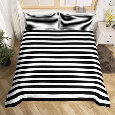 Striped Duvet Cover Modern Abstrac Geometric Lines Stripe Bedding Set Twin Queen Size Farmhouse Ticking Stripes Comforter Cover