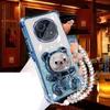 Glitter Bear Bracket Holder Bracelet Case For Huawei Pura 70 Pura70 Ultra P60 P50 P40 P30 Lite P30 Pro Lanyard Shockproof Cover
