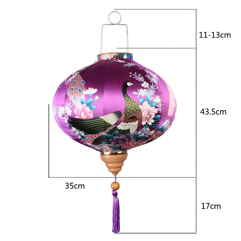 14 Inch Retro Chinese Silk Lanterns Japan Vietnam Mid-autumn Lantern For Outdoor Wedding Spring Festival Party Hanging Decor