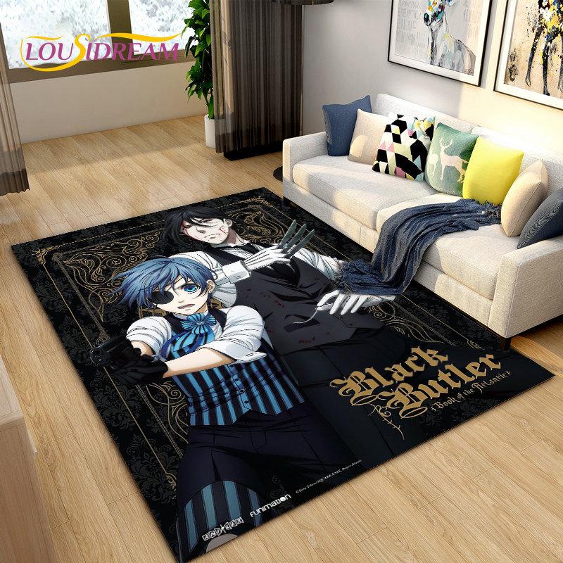 Black Butler Anime Cartoon Area Rug,Carpet Rug for Living Room Bedroom Sofa Doormat Decoration, Kids Play Non-slip Floor Mat