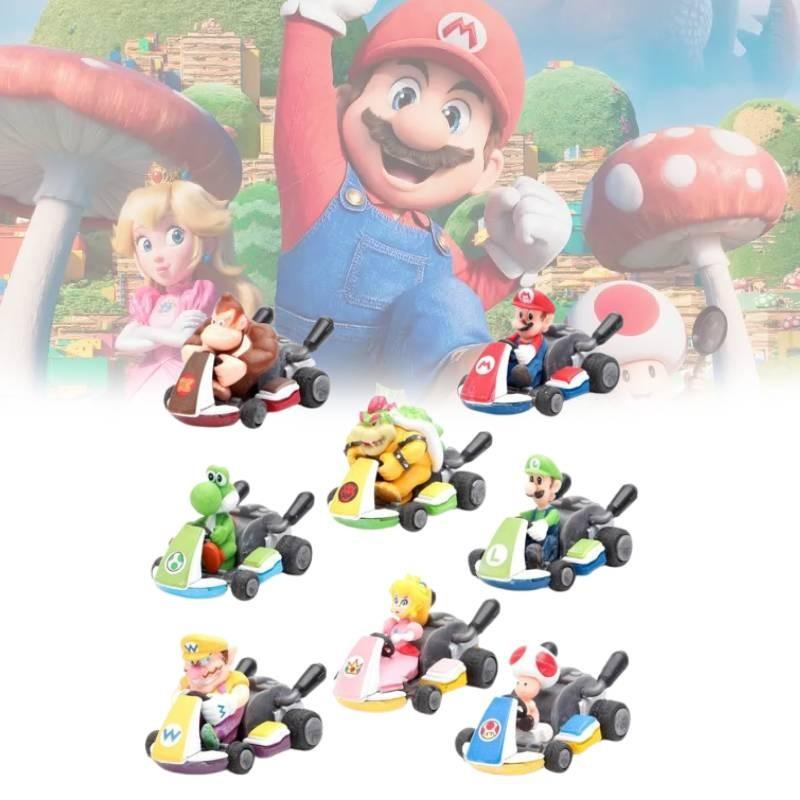 Mario Super 8pcs Kart Pull Back Car Princess Luigi Bowser Figure Toys Children
