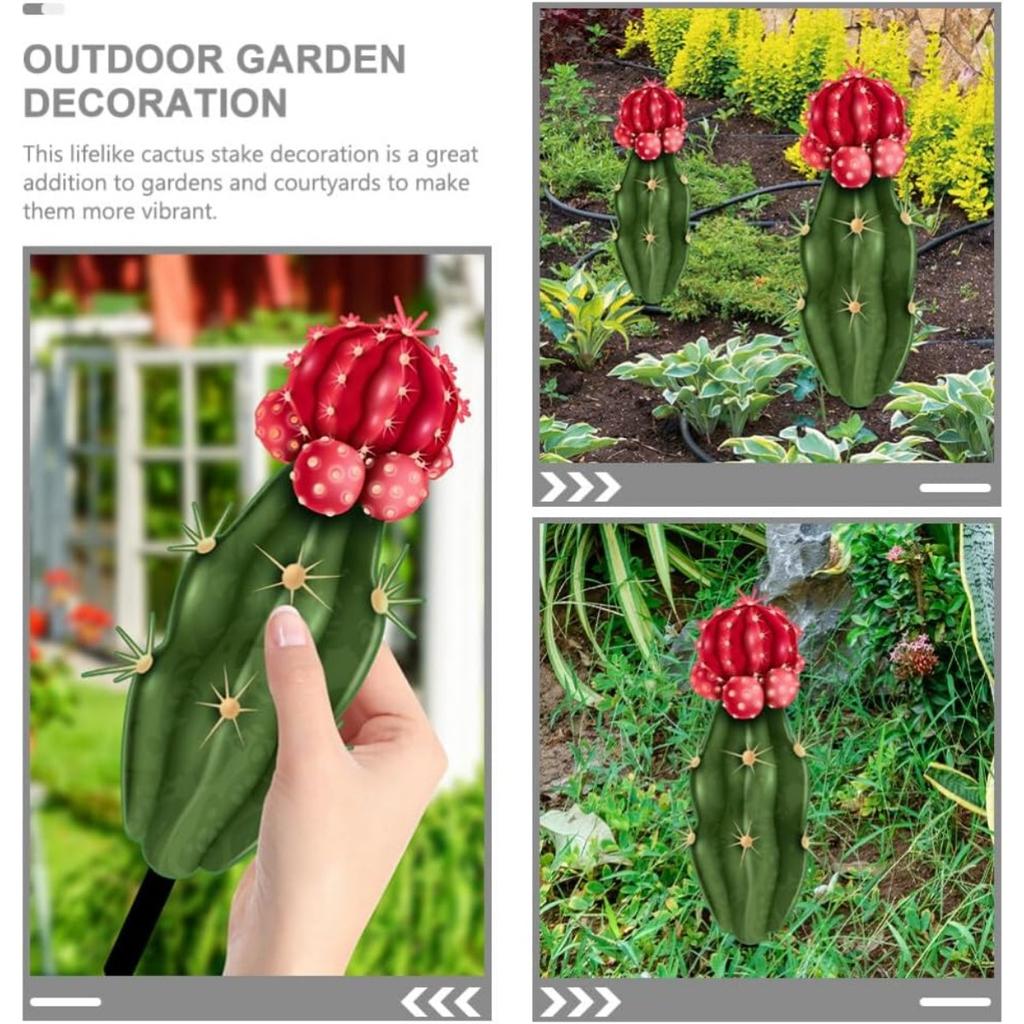 Cactus Garden Stake Acrylic Cactus Yard Art Outdoor Cactus Statue Sculpture Ornament for Garden Lawn Ground Yard Decorations