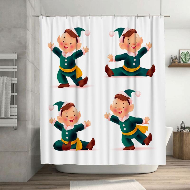 

Tu Cute Cartoon Boy Bathroom Shower Curtain Waterproof Vintage Kids Teen Decor Liner Set W60H190(CM)-1 Pcs