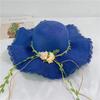 Summer flower straw hat women's foldable wavy edge small fresh big brim sun hat travel sun protection seaside beach hat