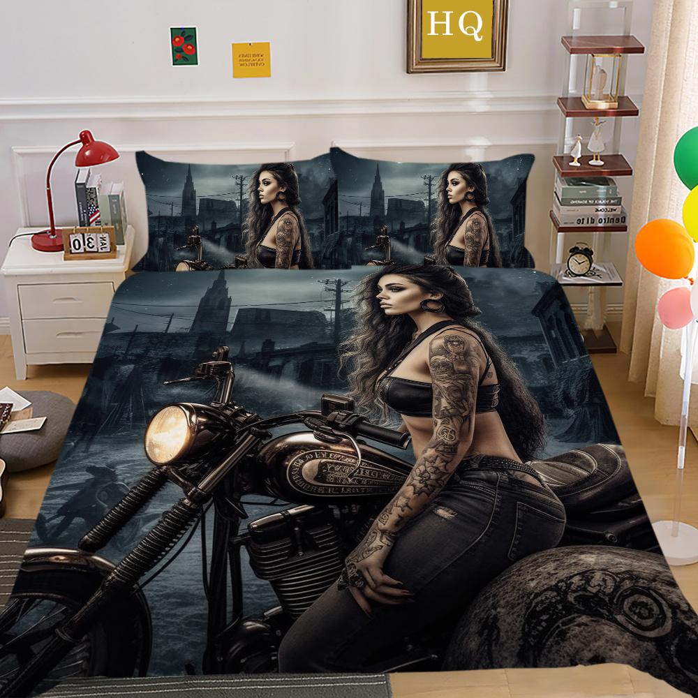 Bedruckter Bettbezug „Beauty Skull“ für Doppelbett, Mikrofaser, für Teenager, coole Mode, hochwertige Heimtextilien