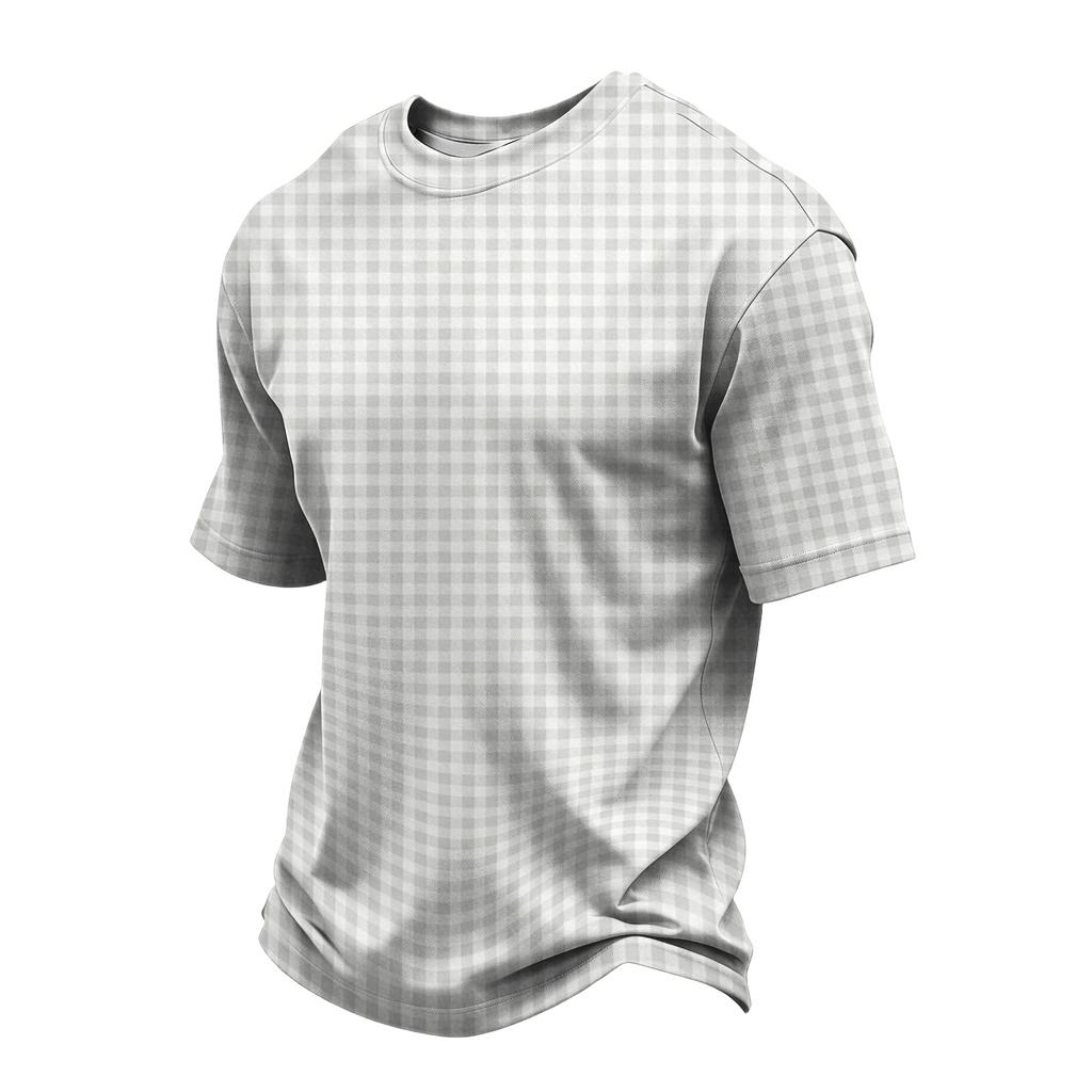 Herren Casual Schnelltrocknend Leicht Atmungsaktiv Mesh Kurzarm T-Shirt Rundhals Kariertes Muster Sommer Top für Outdoor-Aktivitäten