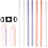 6pcs Replacement Straws for Owala FreeSip 24oz 32oz, 3 Colors Reble Plastic Straws with Cleaning Brush & Cutting Tool Water Bottle Tumbler Cleaner