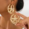 Retro Gold Starfish Bamboo Hoop Earrings: Bold European & American Fashion