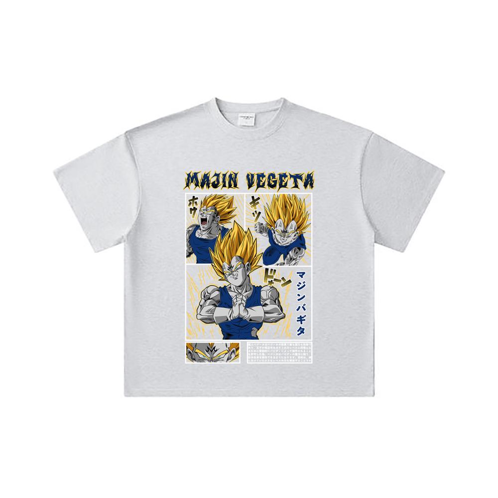 260 GSM Double Yarn 32 Count 100% Cotton Dragon Ball V45 Majin Vegeta Print Unisex Heavy Cotton T Shirt