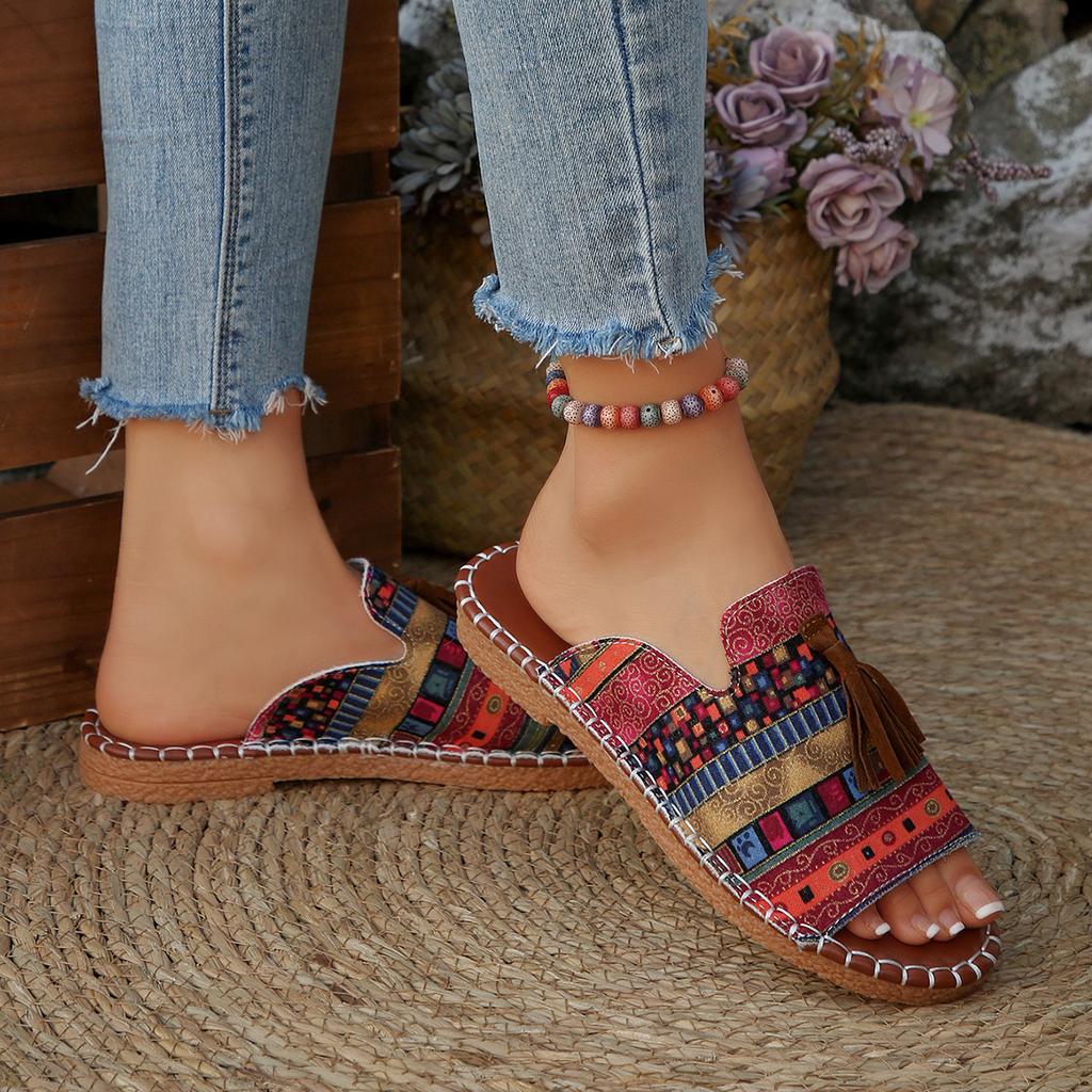 Flat-bottomed slippers women's new fringed beach women's shoes