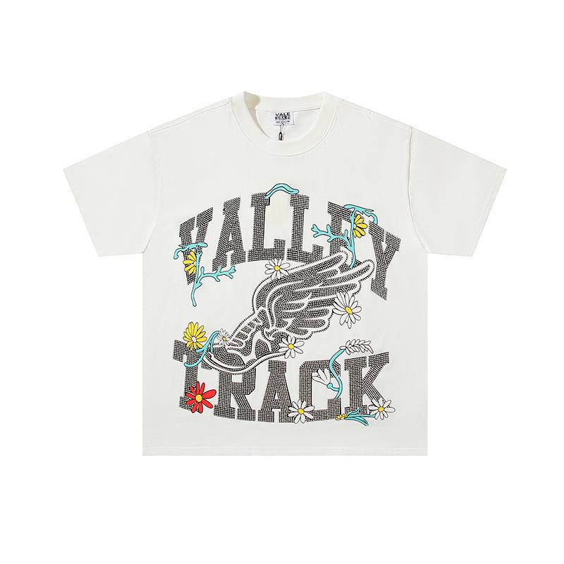 26 Cross-border foreign trade VALL Meichao high street retro washing water old direct injection hot diamond short sleeve pullover men's and women's 