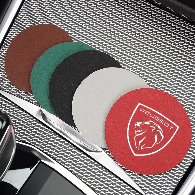 1Pcs Car Accessories Water Cup Mat Leather Silent Coaster For Peugeot 408 4008 308 3008 Rifter 5008 508 2008 208 301 RCZ 407 108
