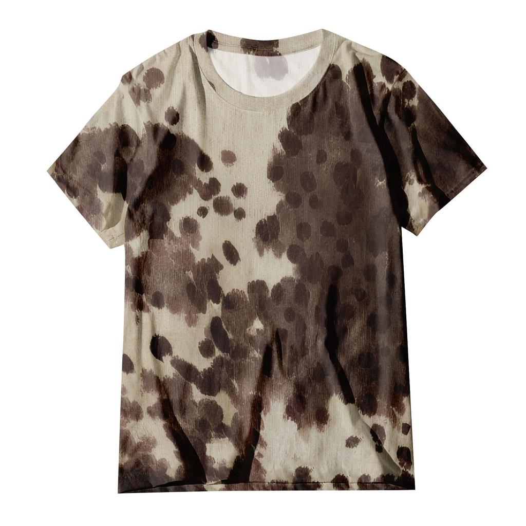 Damenmode O-Ausschnitt Kurzarm Arbeitskleidung mit Taschen Bedruckte Oberteile Sommeroberteile für Frauen