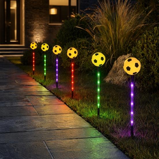 Yousheng Solar Soccer Light Outdoor, 8 Modes Color Changing Football Garden Stake Light, Waterproof Landscape Lamp for Yard Patio Lawn, Sports Fan