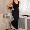 New European and American popular INS style, pure black suspender long dress, fun pure desire style, luxury temptation nude dress