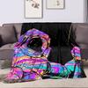 Colorful Astronaut in Space Art Design Patterned flannel blanket perfect for the bedroom living room, sofa, or a little nap