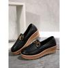 Plus Size Metal Chain Wedge Shoes Women's New Platform Muffin Loafers for Fall 2025