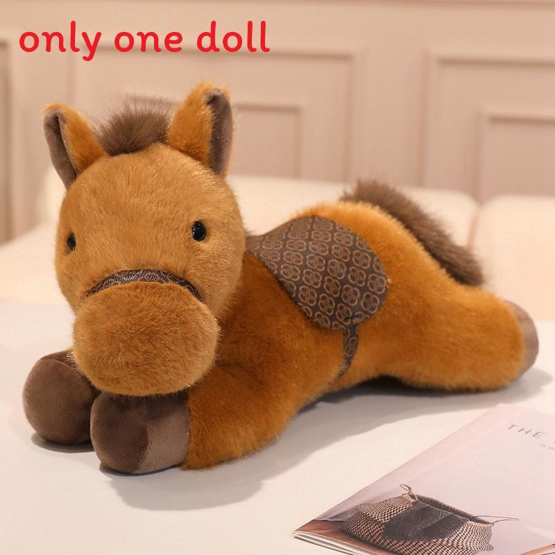 

Plush Pony Toy With Pp Cotton Filling For Kids And Collectors Brown Lying,30cm