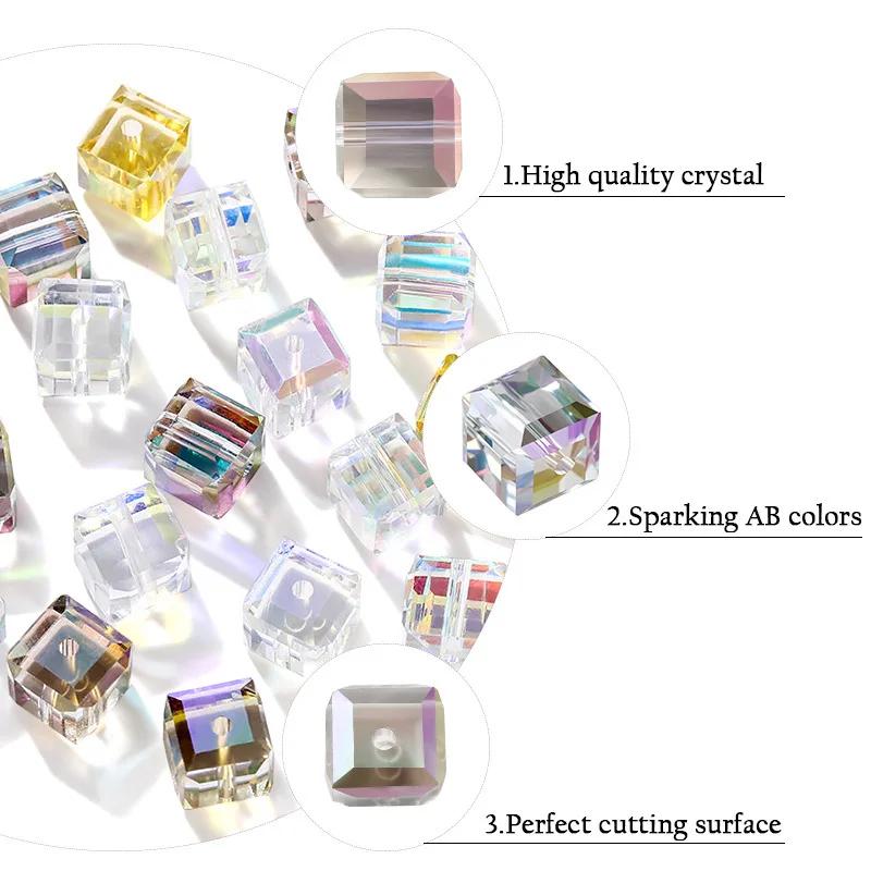 10pcs Pink Many Square 5mm Austria Crystal Beads charm Glass Crystal Beads Loose Spacer Bead for DIY Jewelry Making
