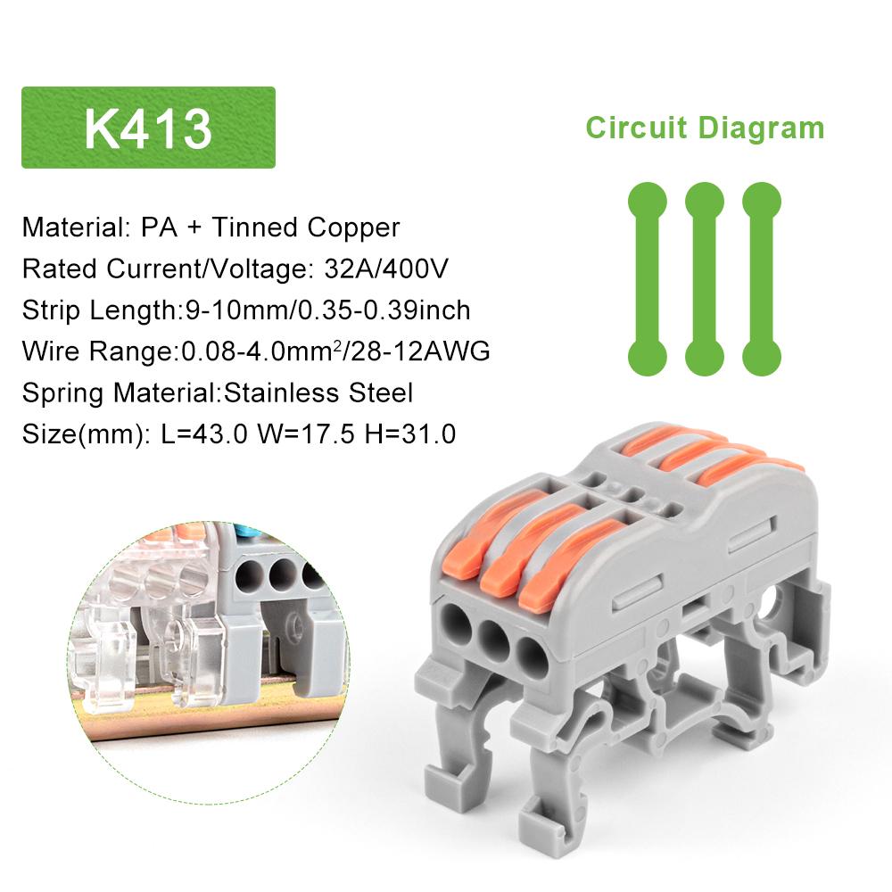 Din Rail Wire Connector  Fast Universal Compact Electric Cable LED Light Lamp Conector Wiring Conductor Terminal Block 2/3pin