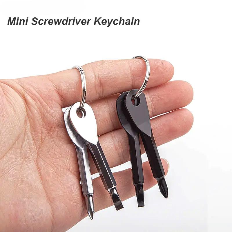 1PC Conjunto de chaves de fenda Phillips portáteis Chaveiro Mini chaveiro de bolso Chave de fenda cruzada Ferramenta de reparo Gadget EDC Pequeno