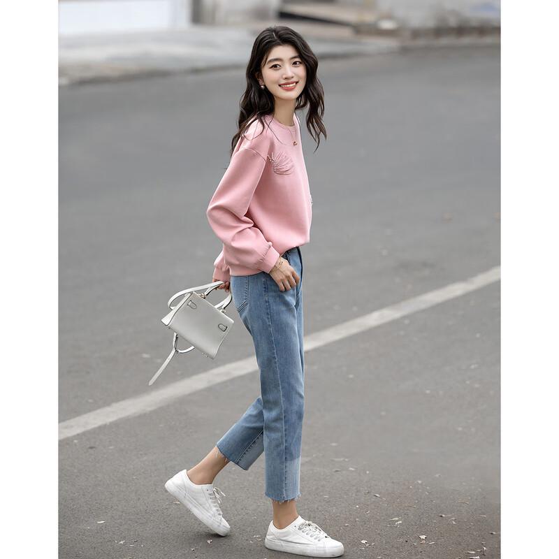 Demana 3D Butterfly Applique Beaded Sweatshirt M