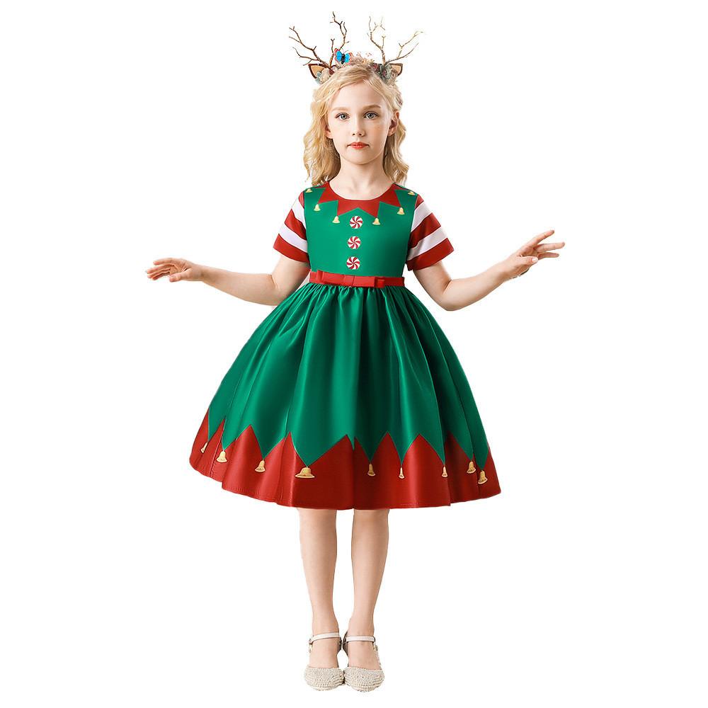Kids Girls Santa Claus Xmas Snowman Princess Dress Children Christmas New Year Cosplay Costumes Kindergarten Performance Role Play Outfit