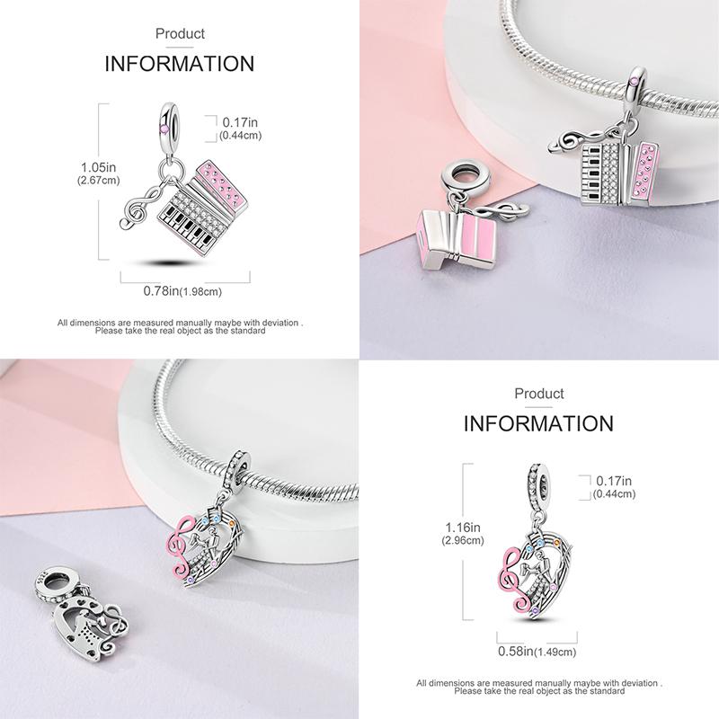 Piano Harp Violin Mike Headset Notescopper Music Series Charms Beads Fit Pan Original Bracelets Diy Fine Jewelry Gifts