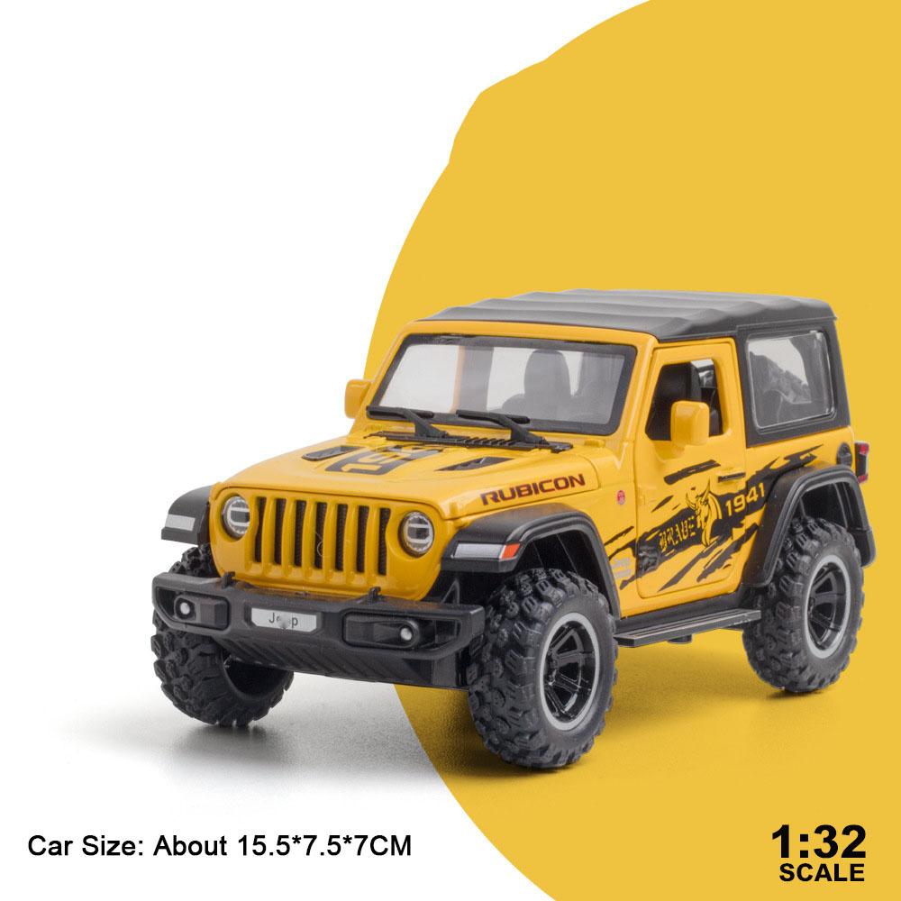 1:32 Wrangler Rubicon Model Toy Alloy Diecast Car Doors Opened Sound Light Pull Back Miniature Off-road Vehicle Kid Holiday Gift