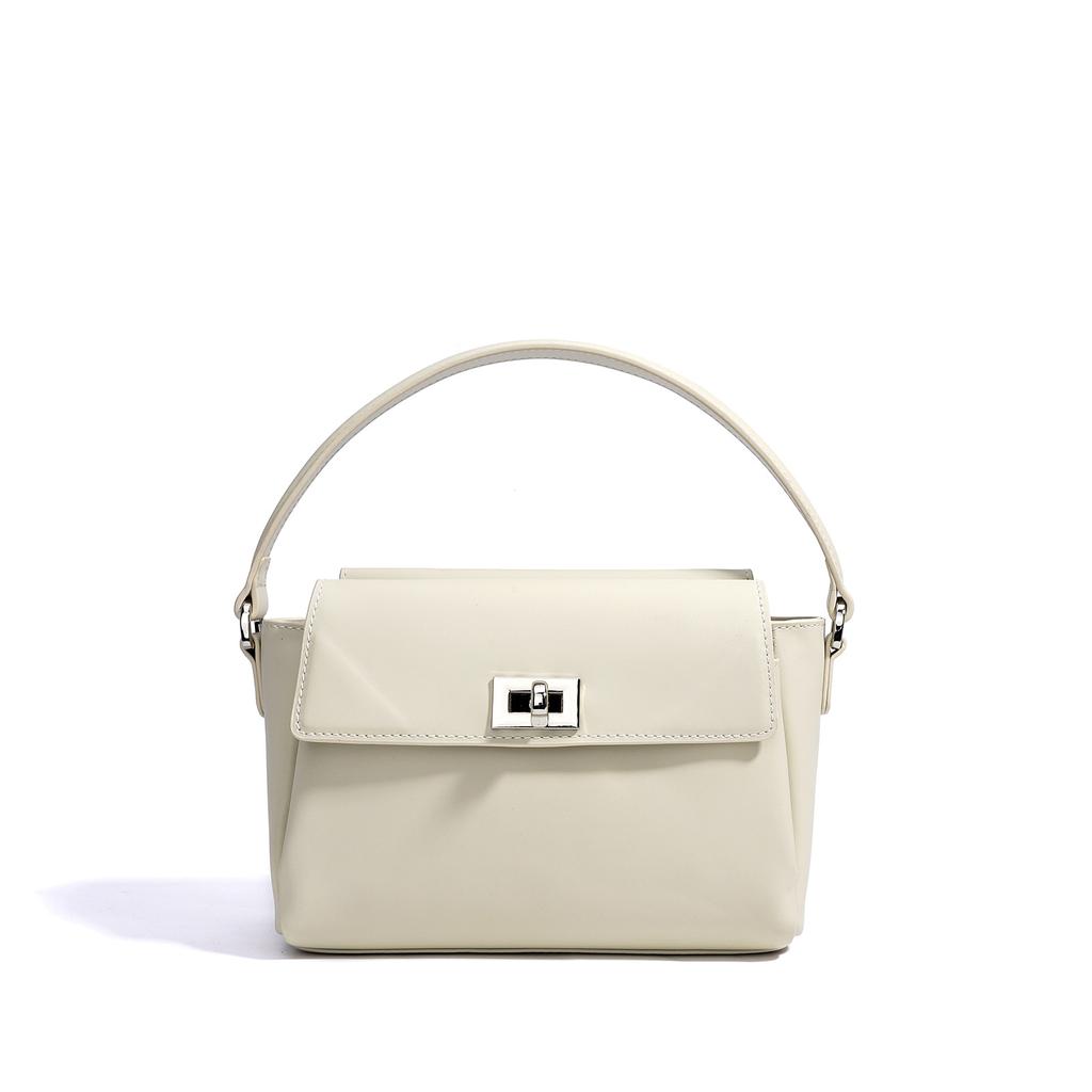 Premium small square bag, leather underarm bag, simple commuter small bag, flip cover metal buckle bag