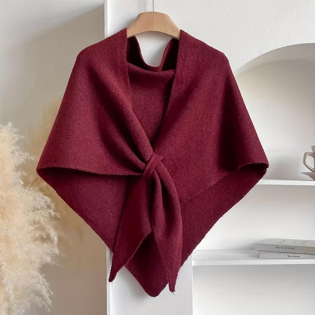 Damen Übergroßer Koreanisch Inspirierter Dreiecksschal & Cape - Elegant Einfarbig Winterliche Wärme, Weiche Wärme für Büro, Party