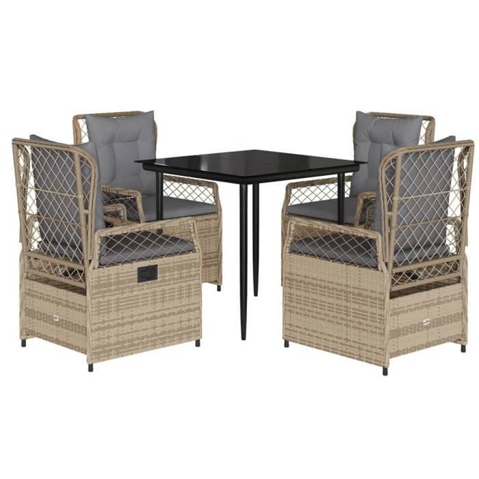 VidaXL Garden Dining Set with Cushions 5pcs Beige Poly Rattan 3263000