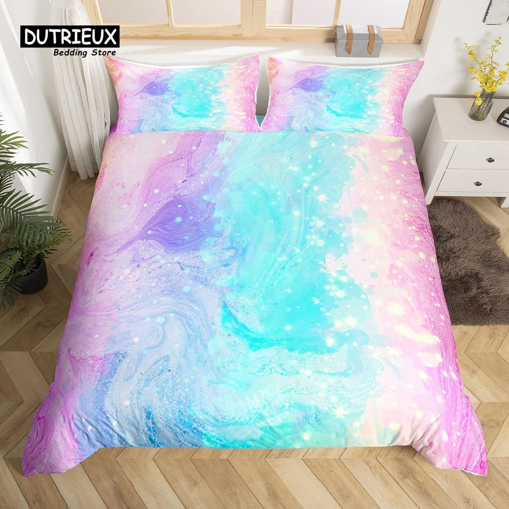 Rainbow Conch Duvet Cover Set Colorful Rainbow Bedding Set For Kids Girls Microfiber Multicolor Comforter Cover Twin King Size