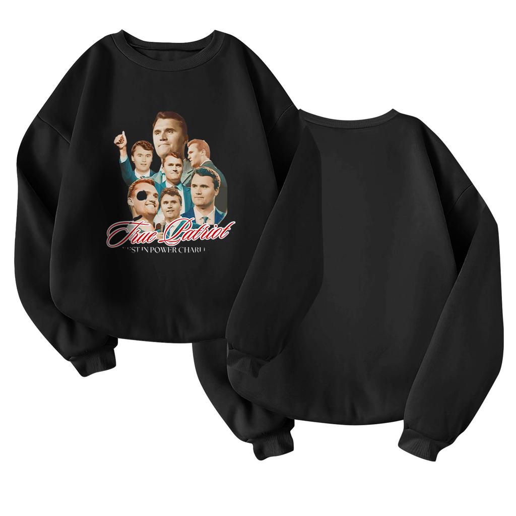 Unisex Fashion Casual Long Sleeve  Print Round Neck Top